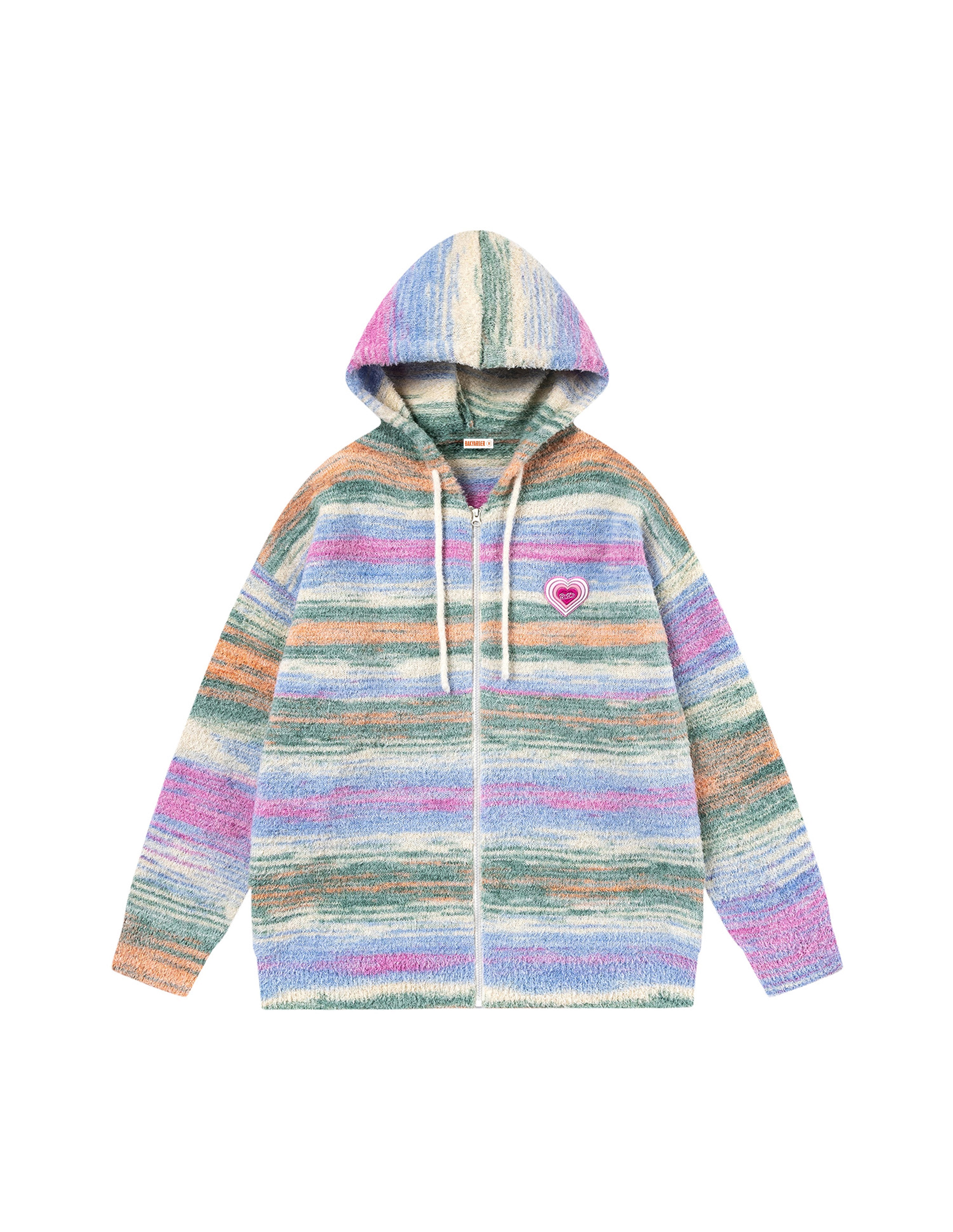 BAKYARDER Vintage Striped Hoodie Zip-Up Cardigan Sweater