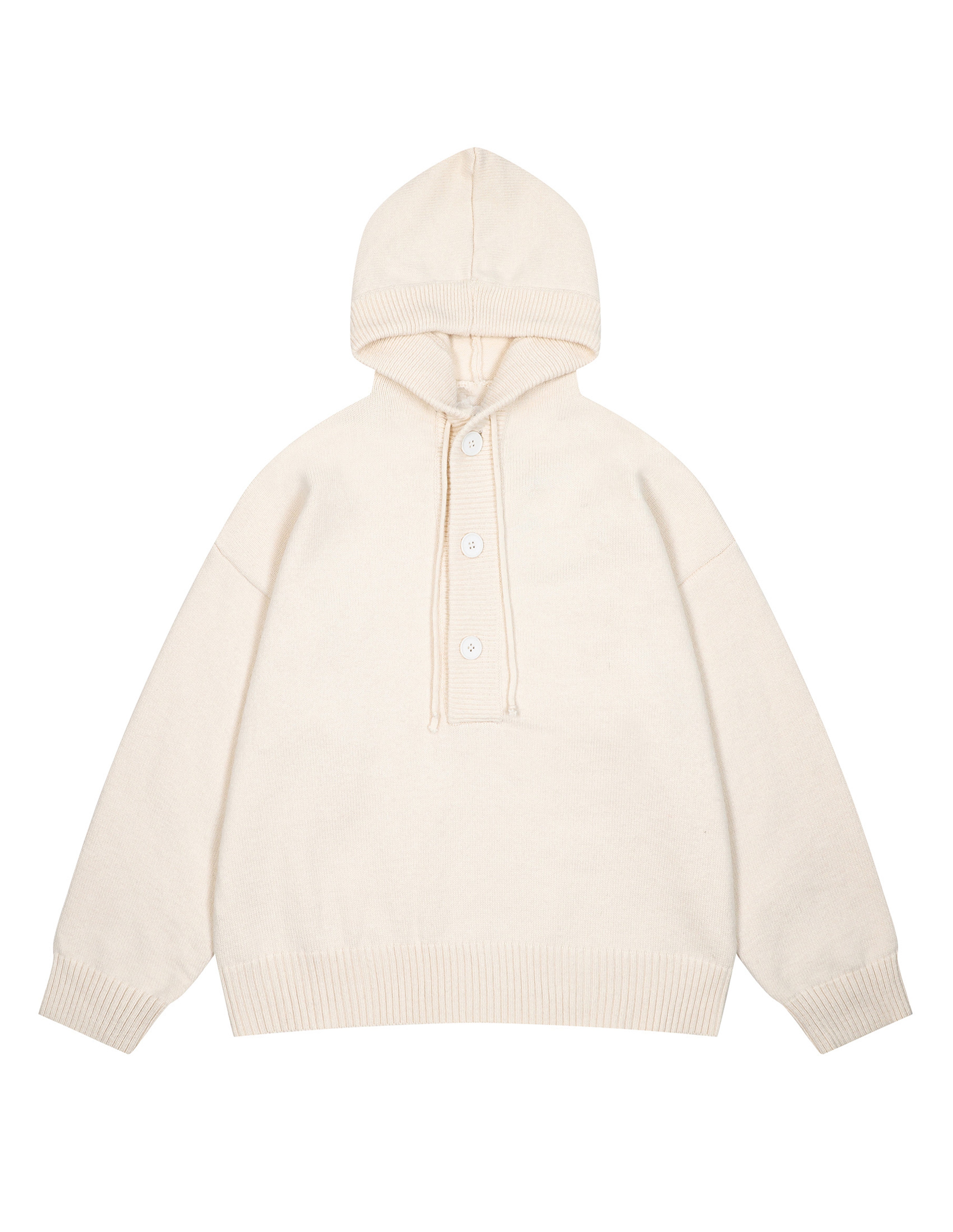 BAKYARDER Button Hoodies Oversized Solid Color Hooded Sweater Long Sleeve Casual Pullover Sweaters Tops