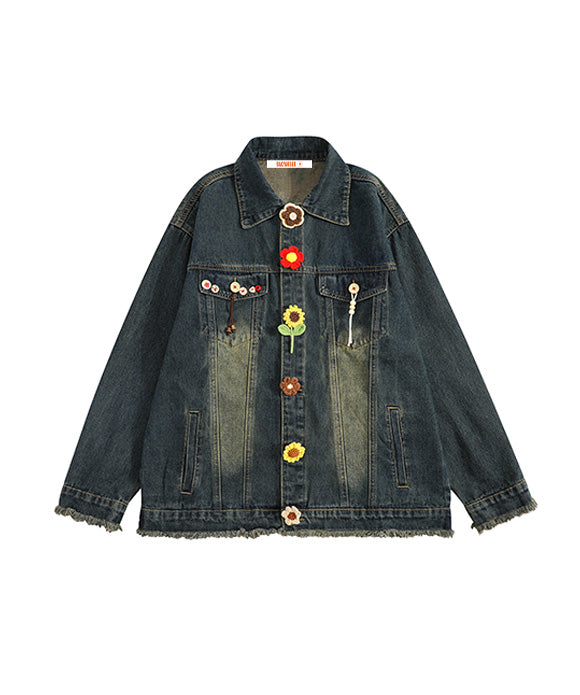 BAKYARDER  Vintage Floral Denim Jacket