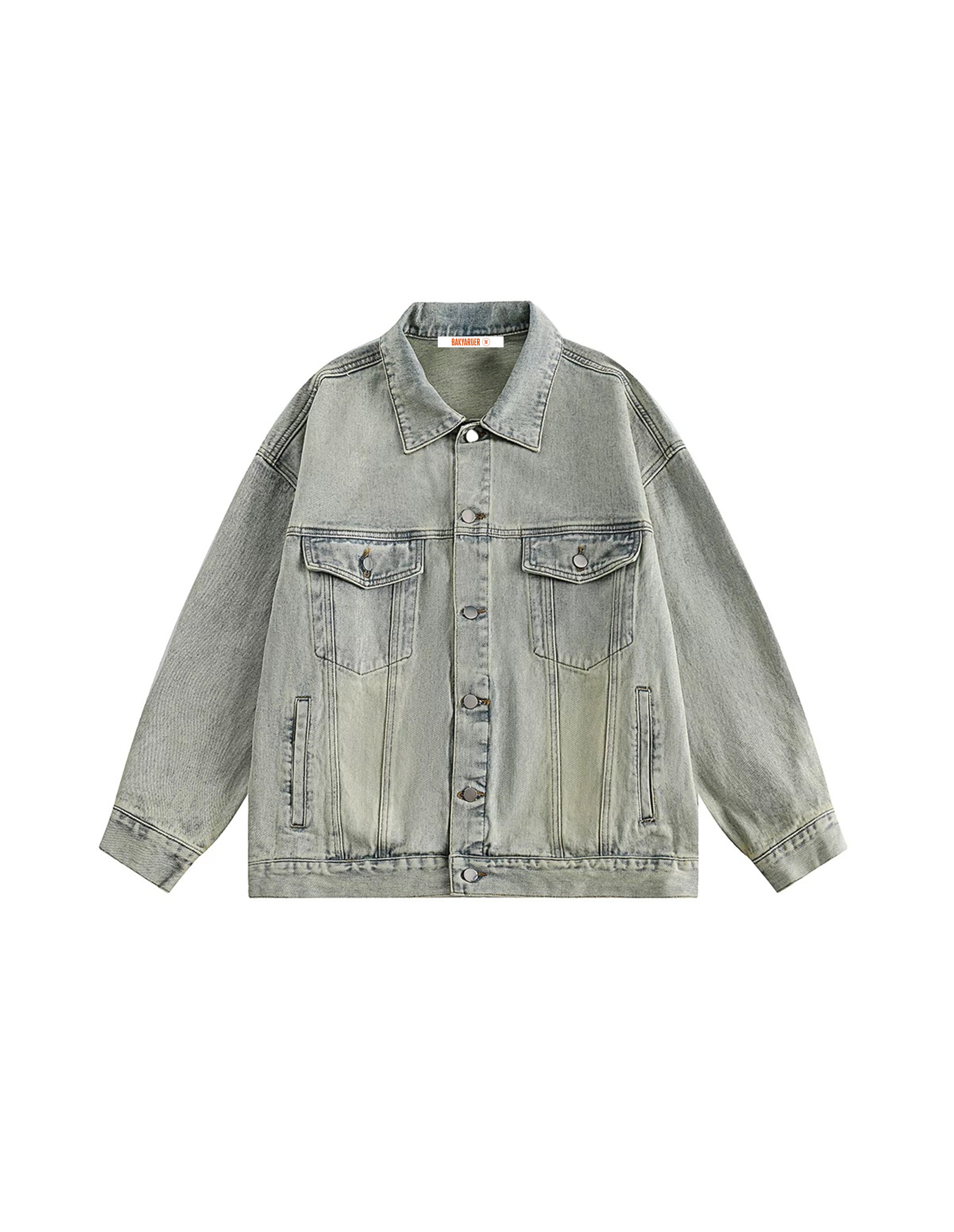 BAKYARDER Vintage Polo Collar Denim Jacket