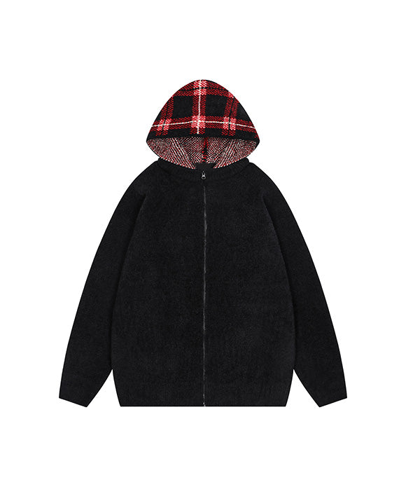 BAKYARDER Vintage Plaid Hoodie Sweater