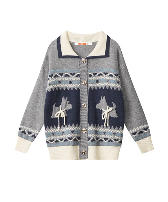 BAKYARDER  Vintage Jacquard Lazy Cardigan Sweater