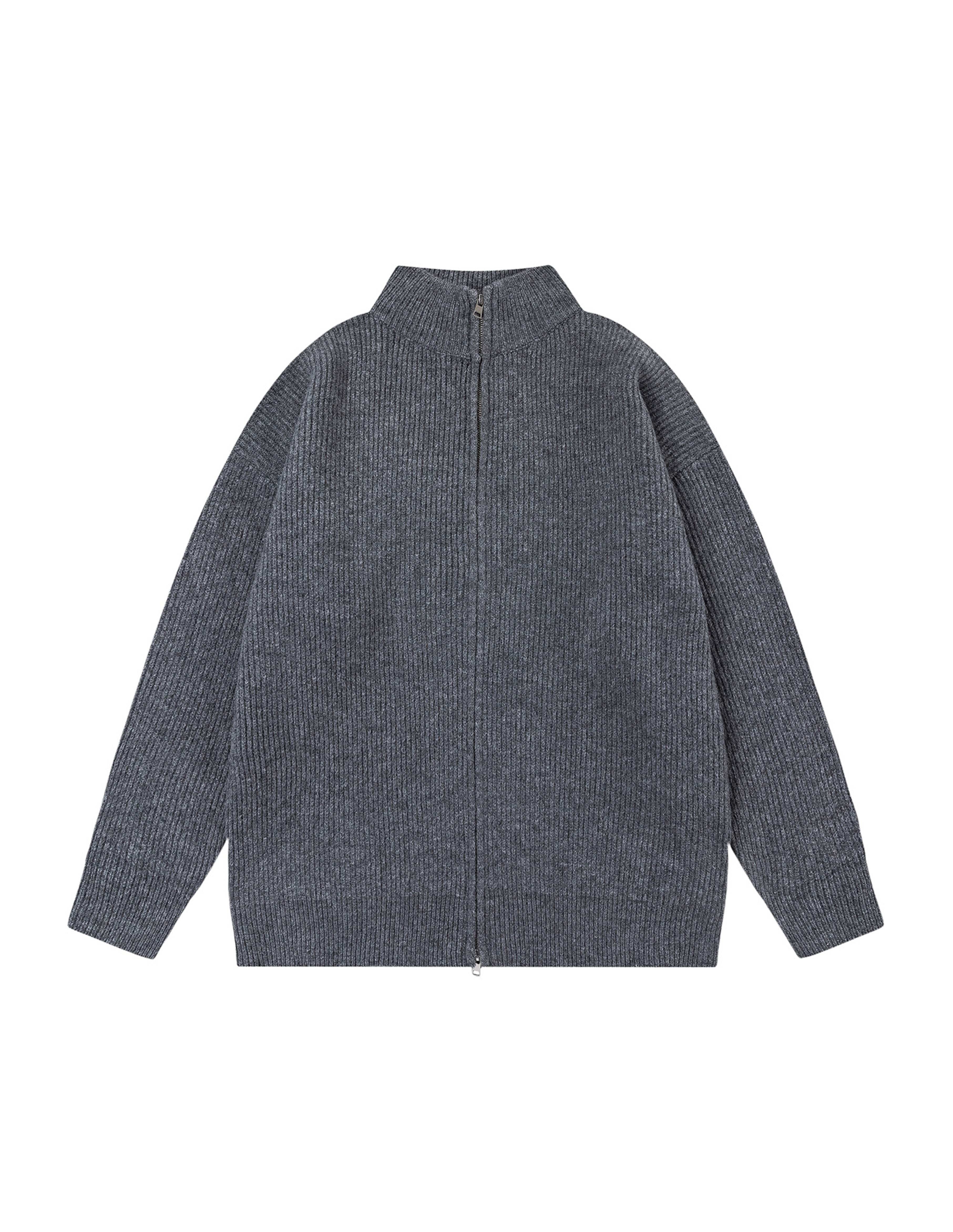 BAKYARDER Vintage Striped Stand Collar Zip-Up Cardigan Sweater