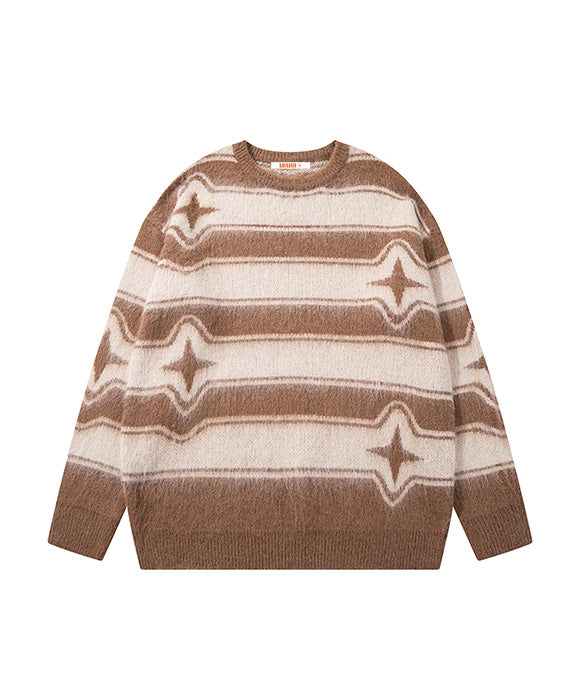BAKYARDER Vintage Striped Star Sweater