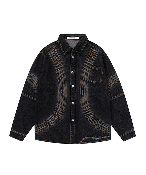 BAKYARDER Vintage Washed Utility Denim Jacket