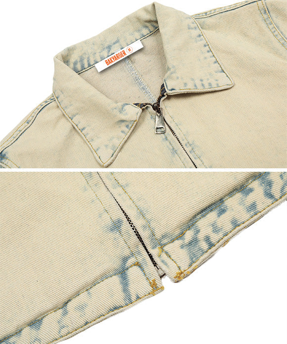 BAKYARDER Vintage Washed Denim Jacket with Shorts