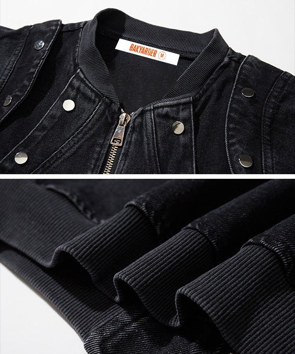 BAKYARDER Vintage Studded Loose Denim Jacket