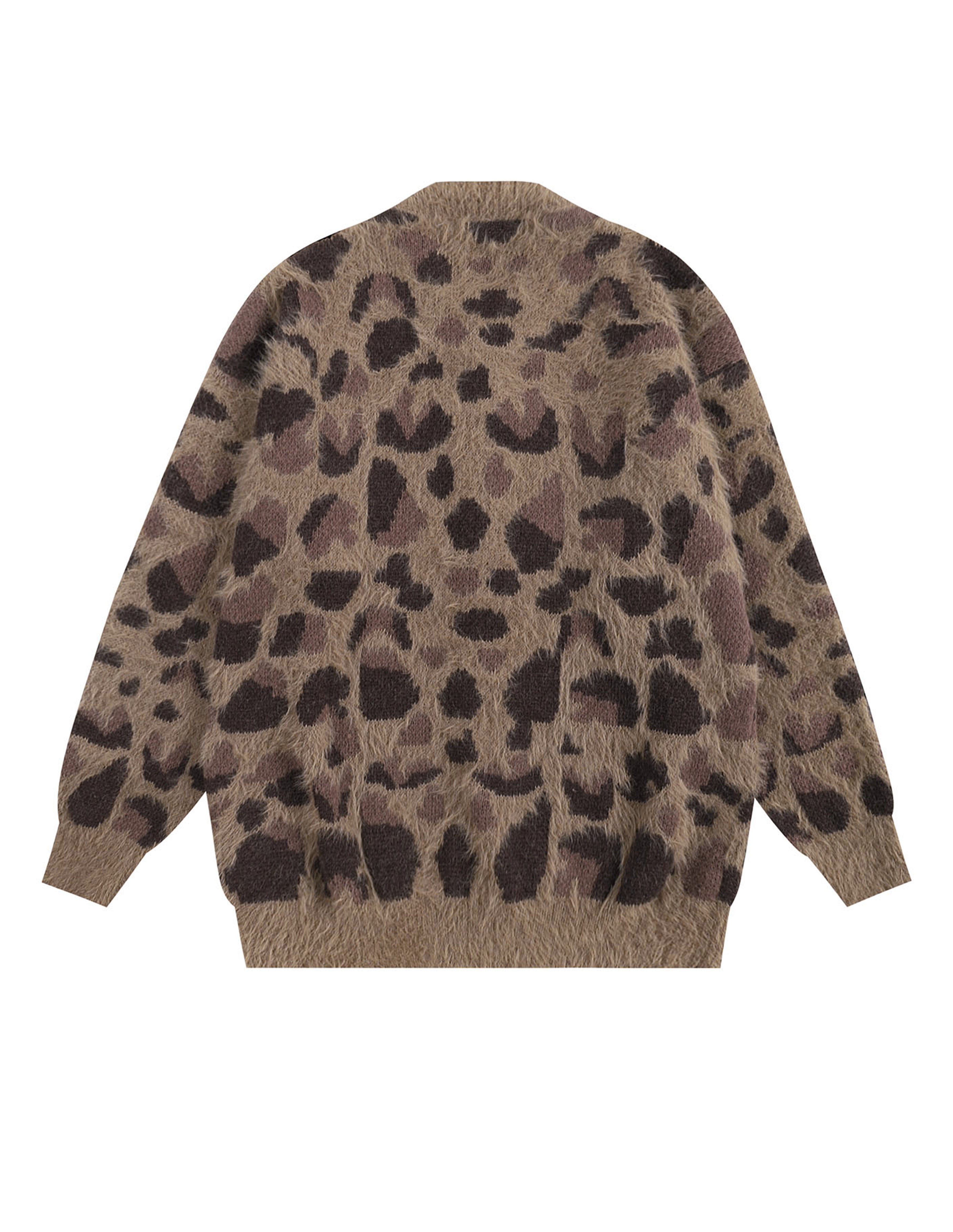 BAKYARDER Vintage Leopard Jacquard Cardigan Sweater