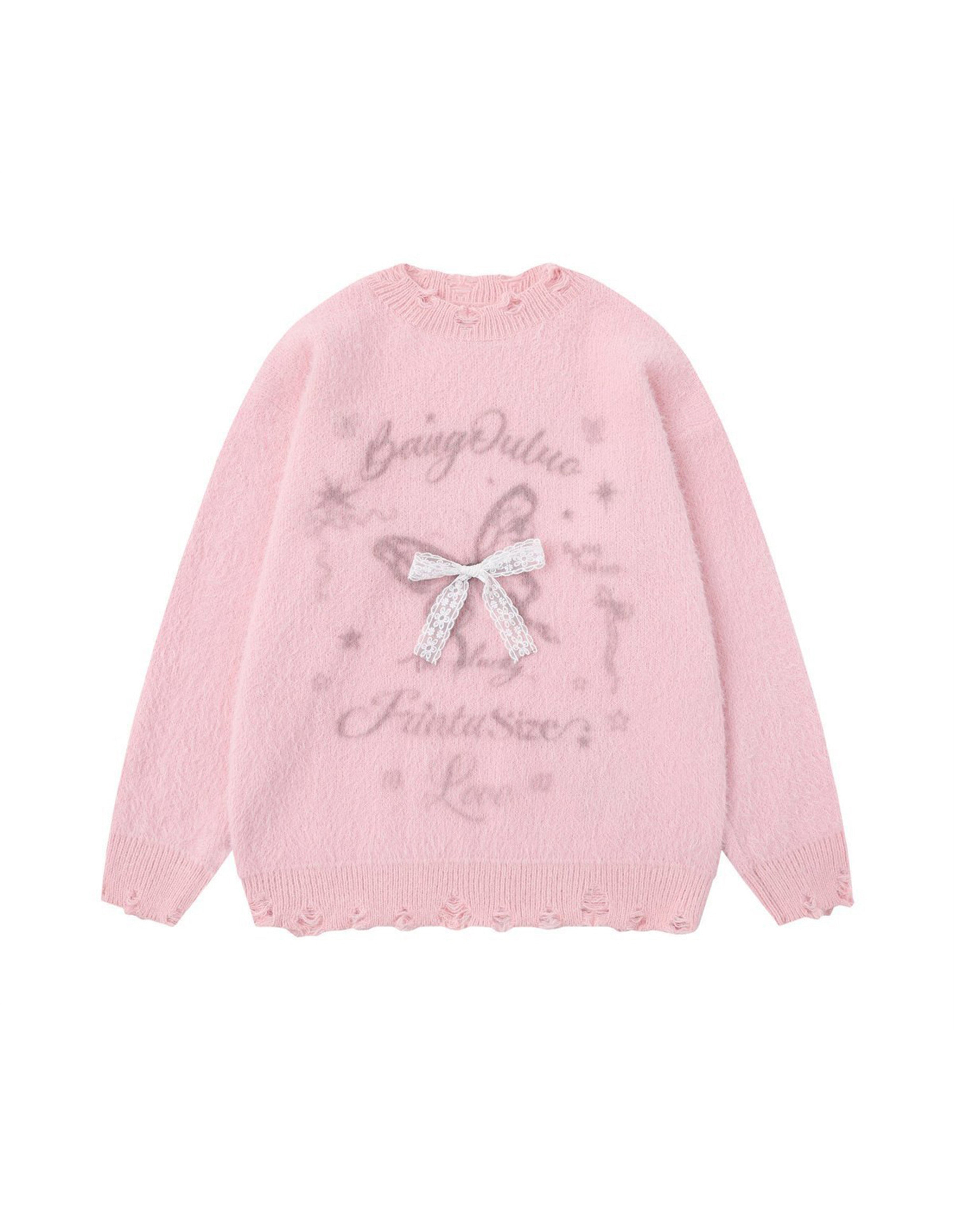 BAKYARDER 3D Bow Crewneck Pullover Sweater