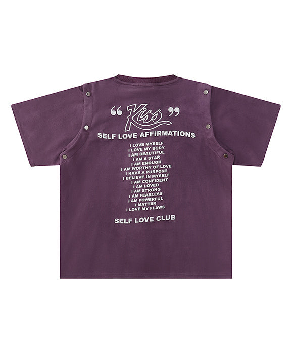 BAKYARDER Retro Letter Print Detachable Vest T-Shirt