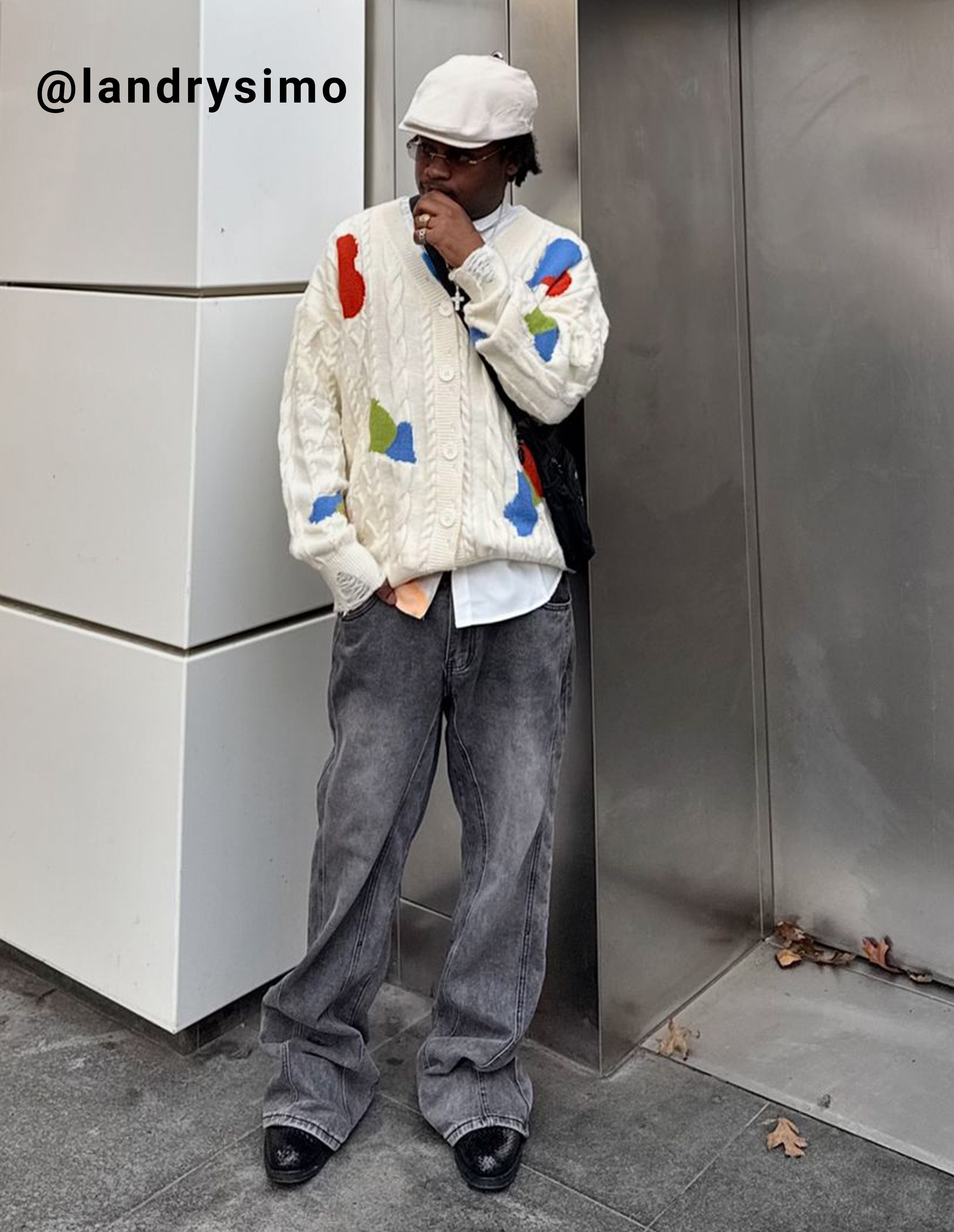 BAKYARDER Vintage Jacquard Cardigan Sweater