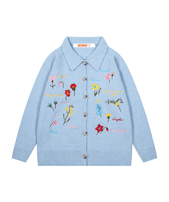 BAKYARDER  Vintage Floral Knitted Cardigan