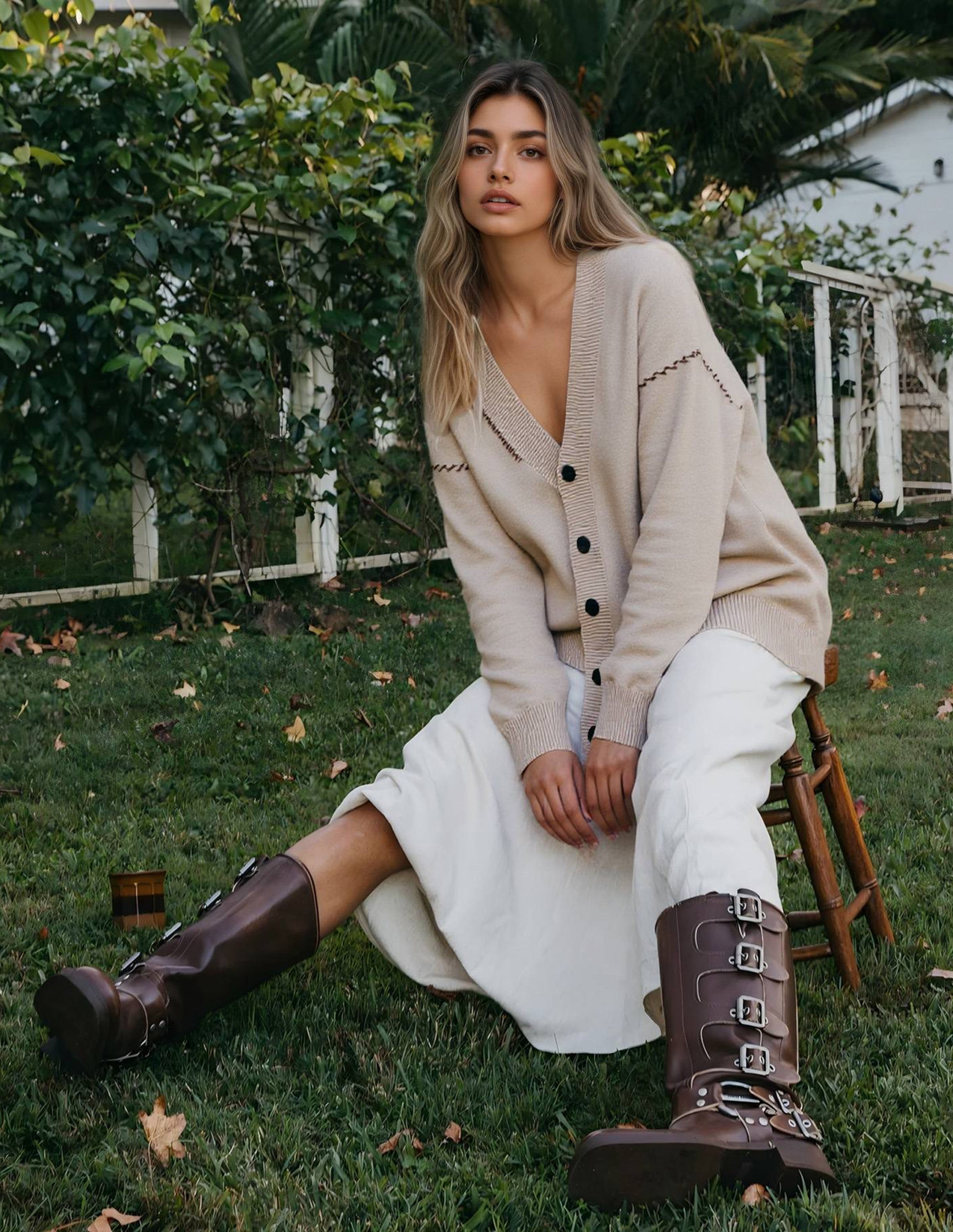 BAKYARDER Vintage Preppy Style Simple Casual Cardigan