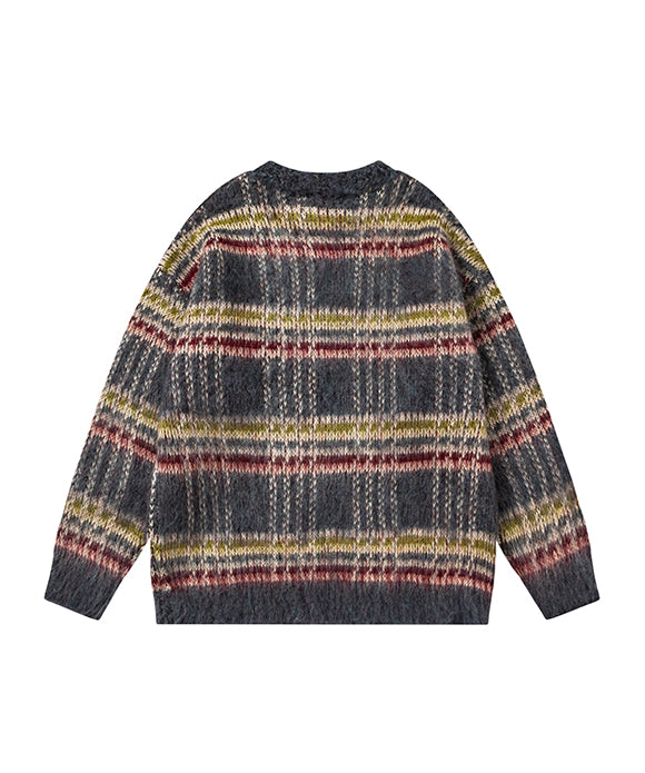 BAKYARDER Vintage Color-Block Stripe Knit Sweater
