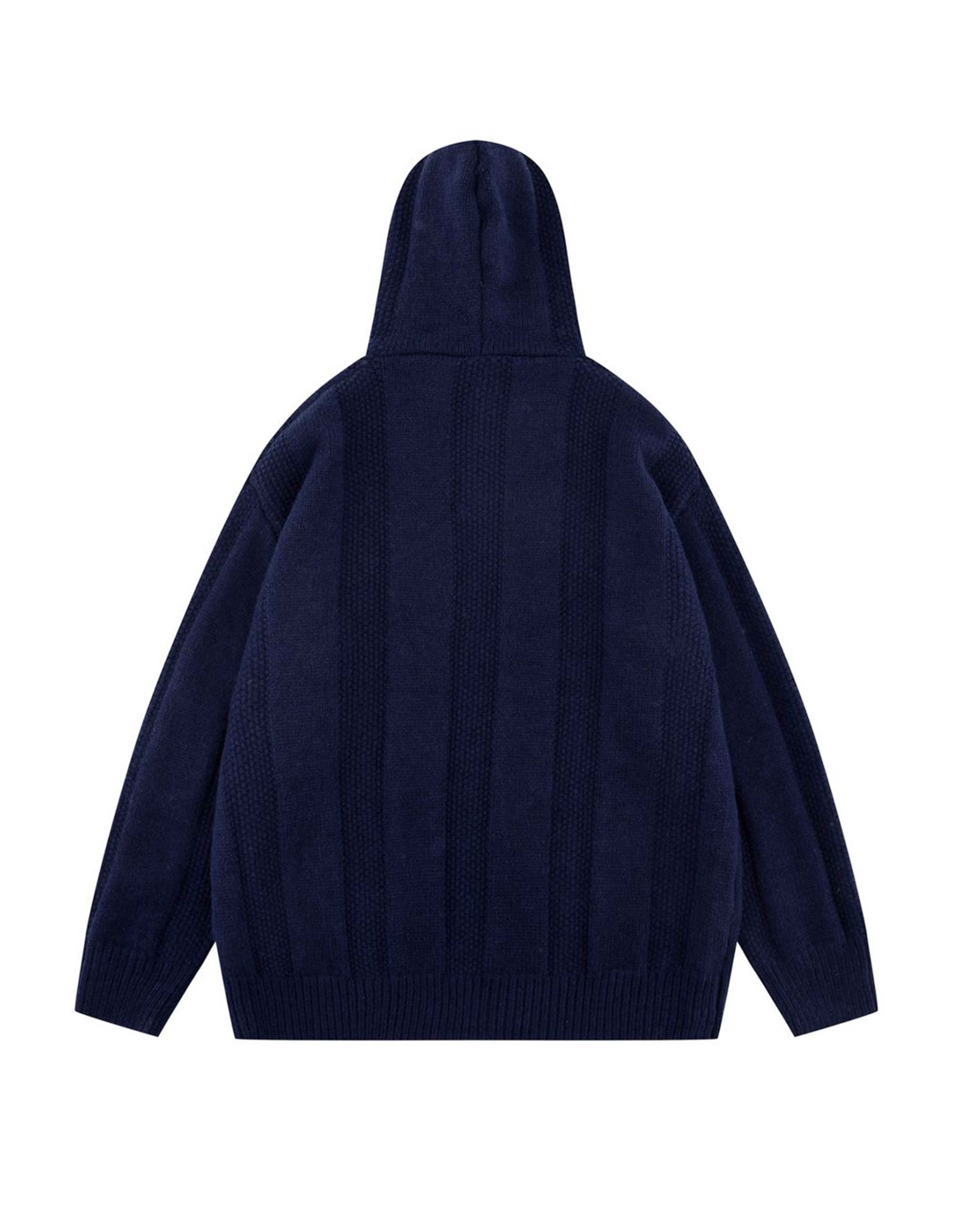 BAKYARDER Waffle Knit Hoodies Heavy Pullover Hooded Unisex Button Oversized Sweaters