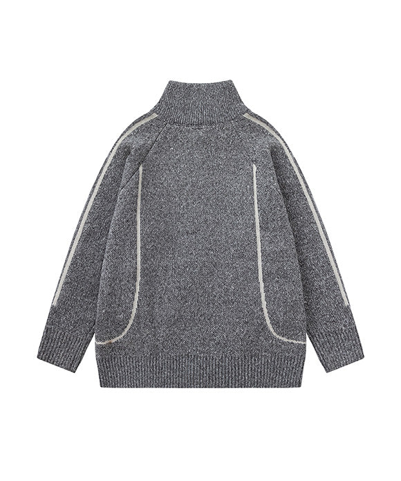 BAKYARDER  Vintage Collegiate Style Stand-Collar Sweater