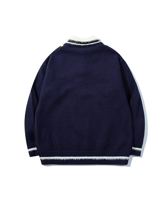 BAKYARDER Vintage Fake Two-Piece Preppy Style Sweater