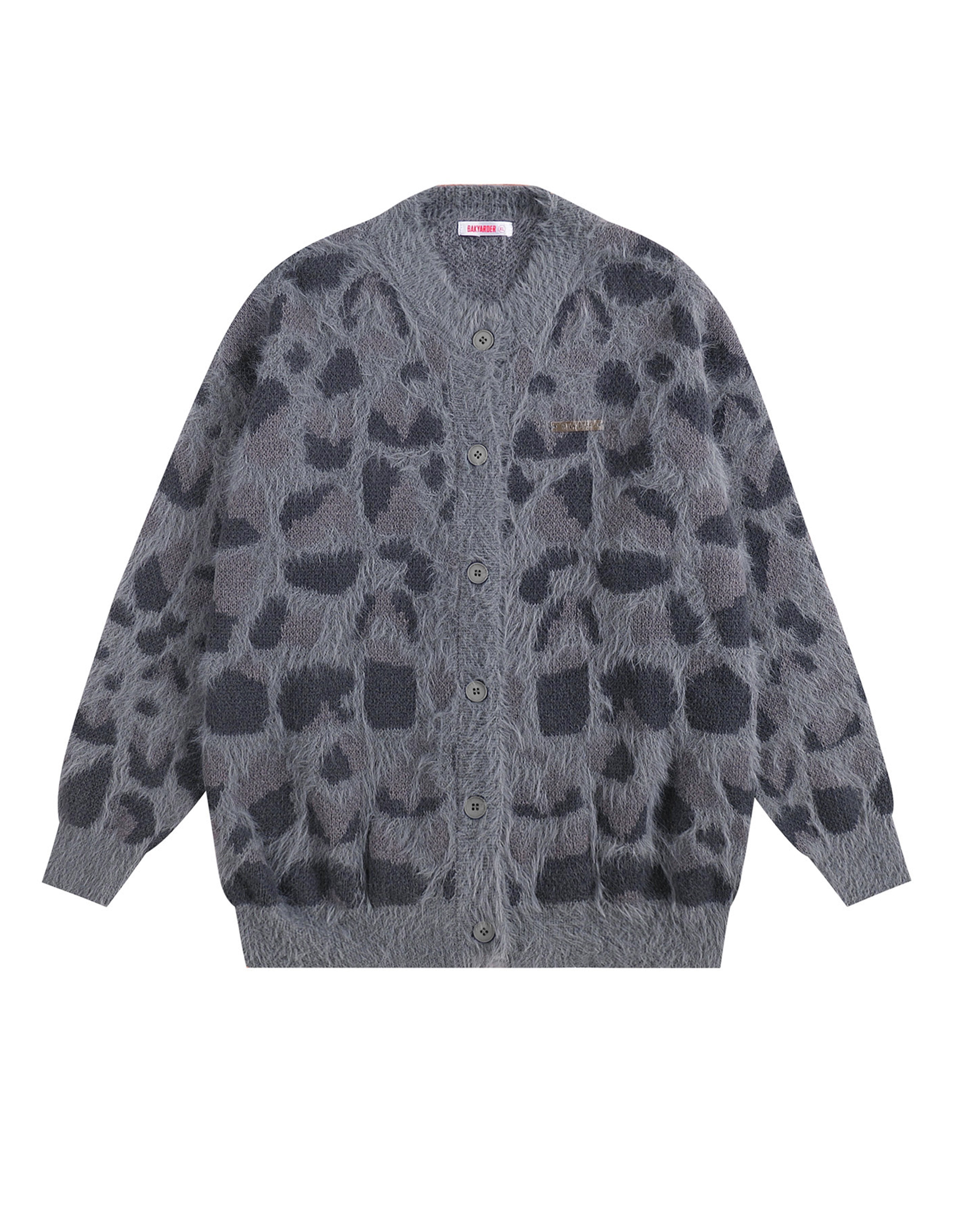 BAKYARDER Vintage Leopard Jacquard Cardigan Sweater