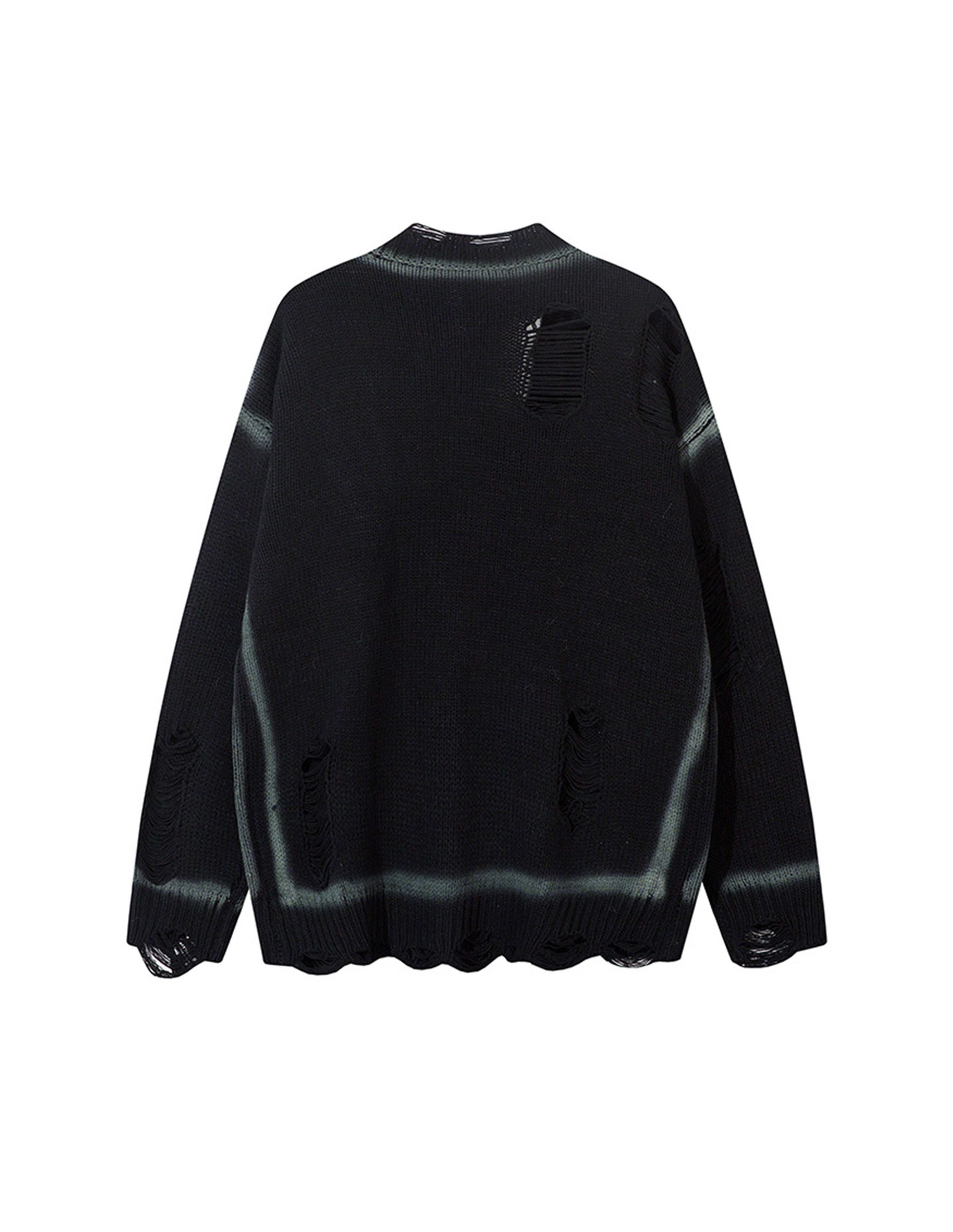 BAKYARDER Vintage Spray‑Paint Distressed Cardigan