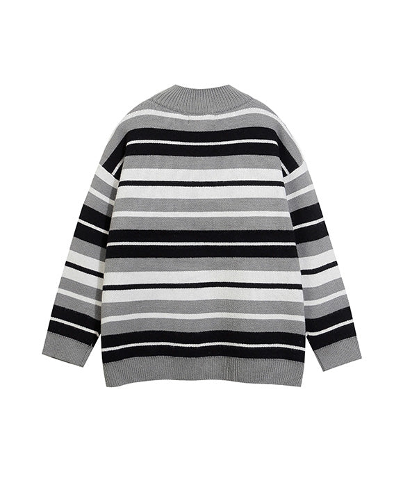 BAKYARDER Vintage Colorblock Striped Cardigan Sweater