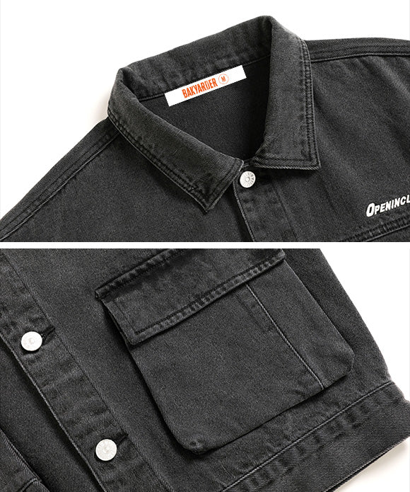 BAKYARDER Vintage Washed Denim Cargo Jacket