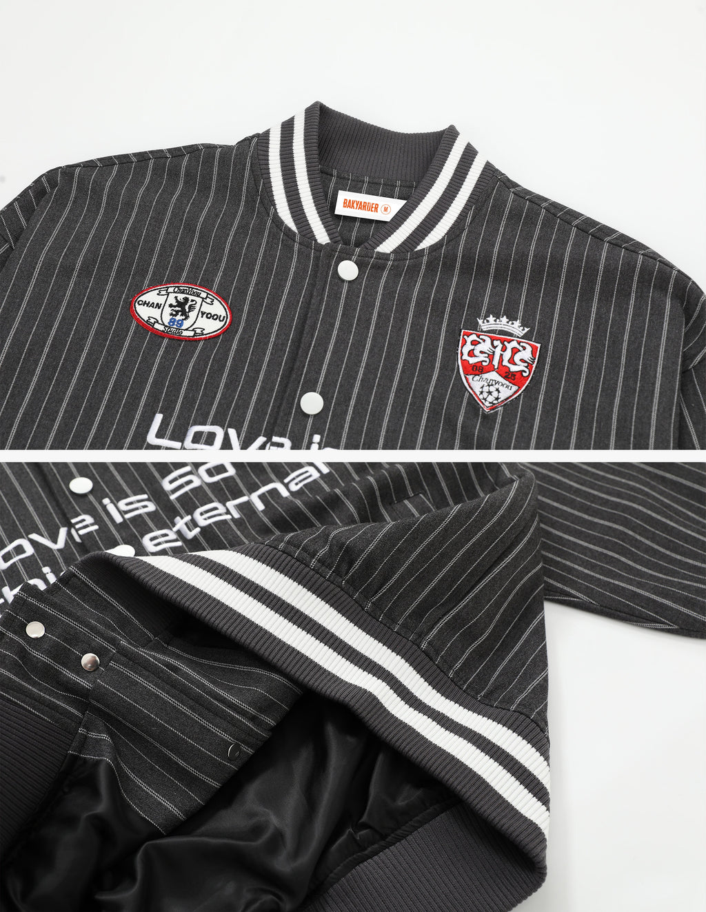 BAKYARDER Vintage Striped Baseball Jacket