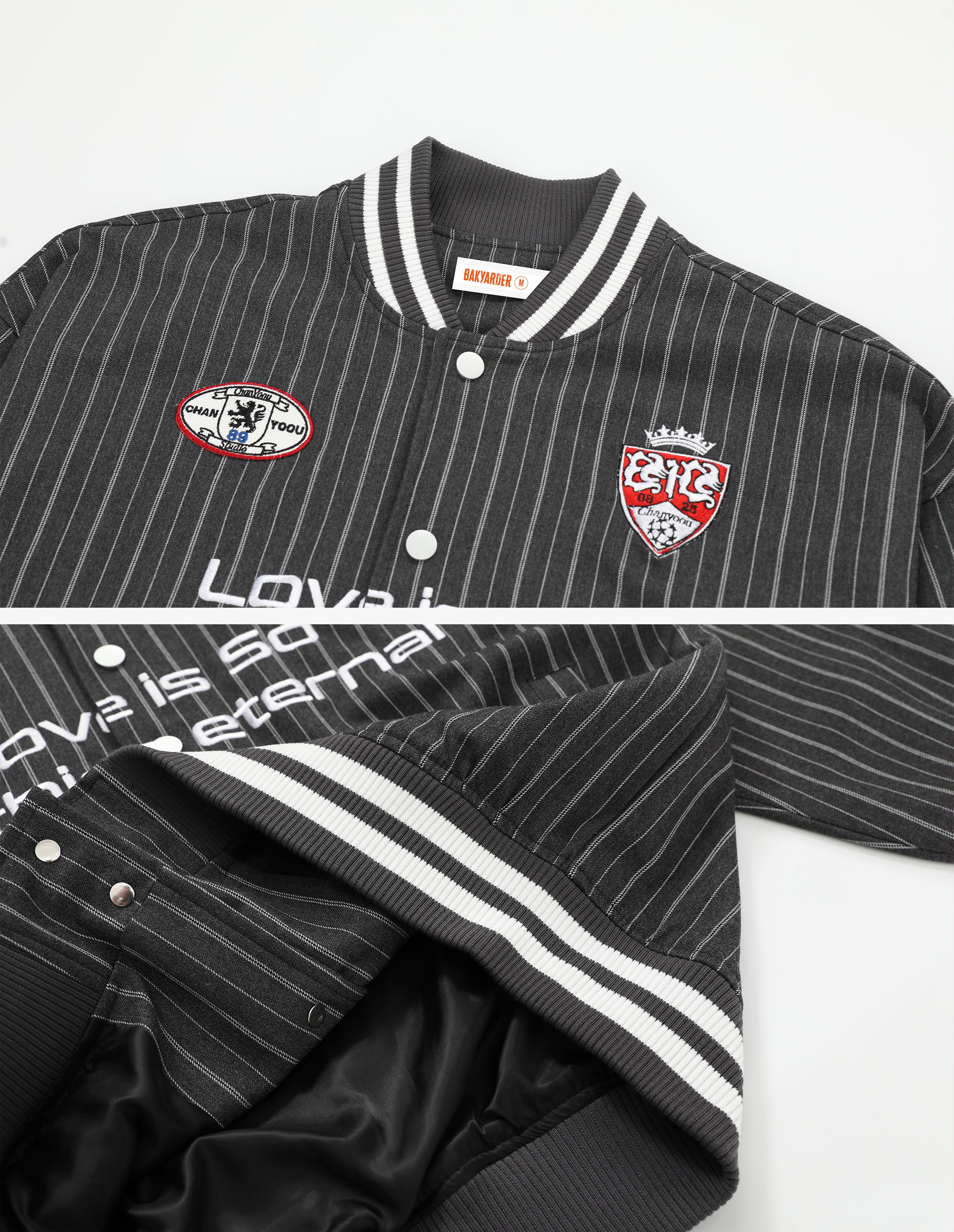 BAKYARDER Vintage Striped Baseball Jacket