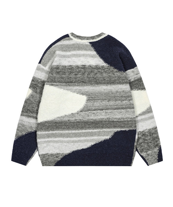 BAKYARDER Vintage Colorful Striped Color Block Sweater