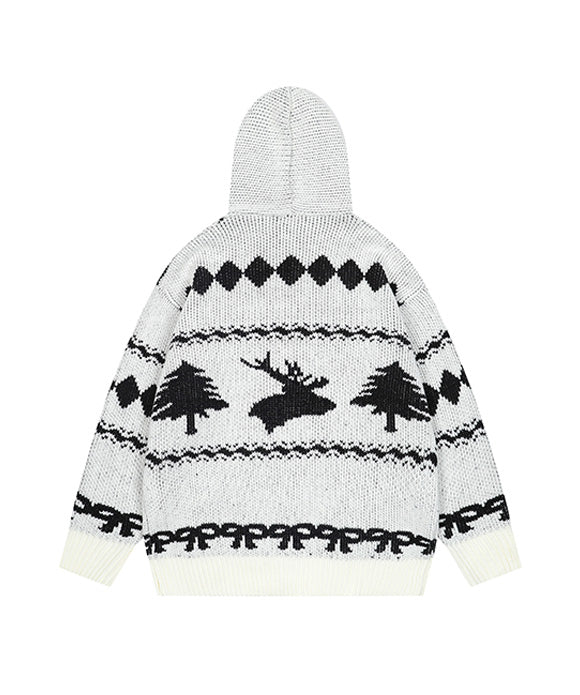 BAKYARDER Vintage Argyle Jacquard Cardigan Sweater