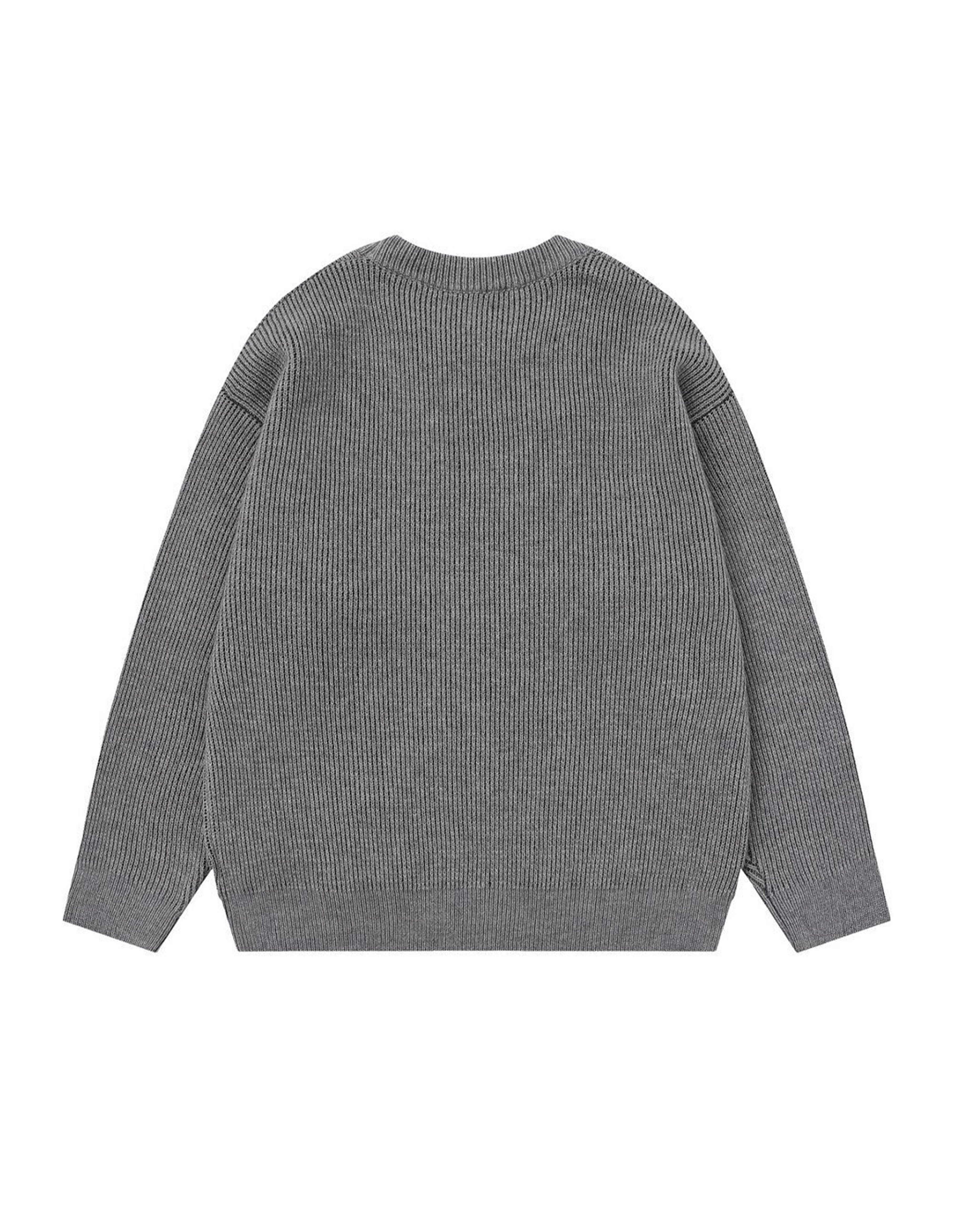 BAKYARDER Cartoon Cat Jacquard Crewneck Sweater