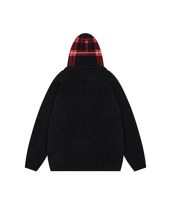 BAKYARDER Vintage Plaid Hoodie Sweater