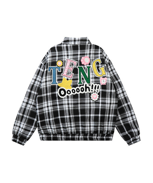BAKYARDER Vintage Letter and Plaid Jacket