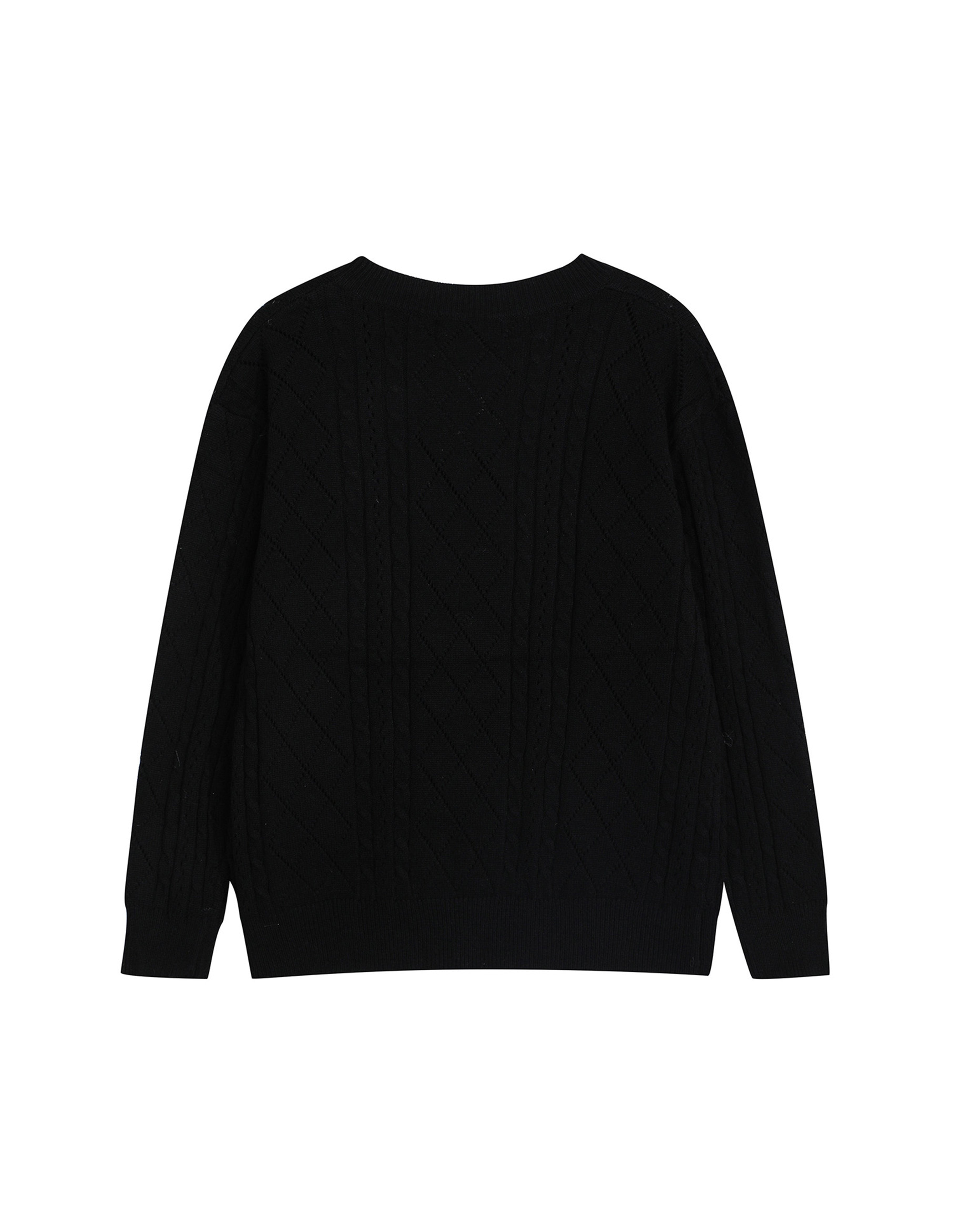 BAKYARDER Vintage V-Neck Cable Knit Pullover Sweater