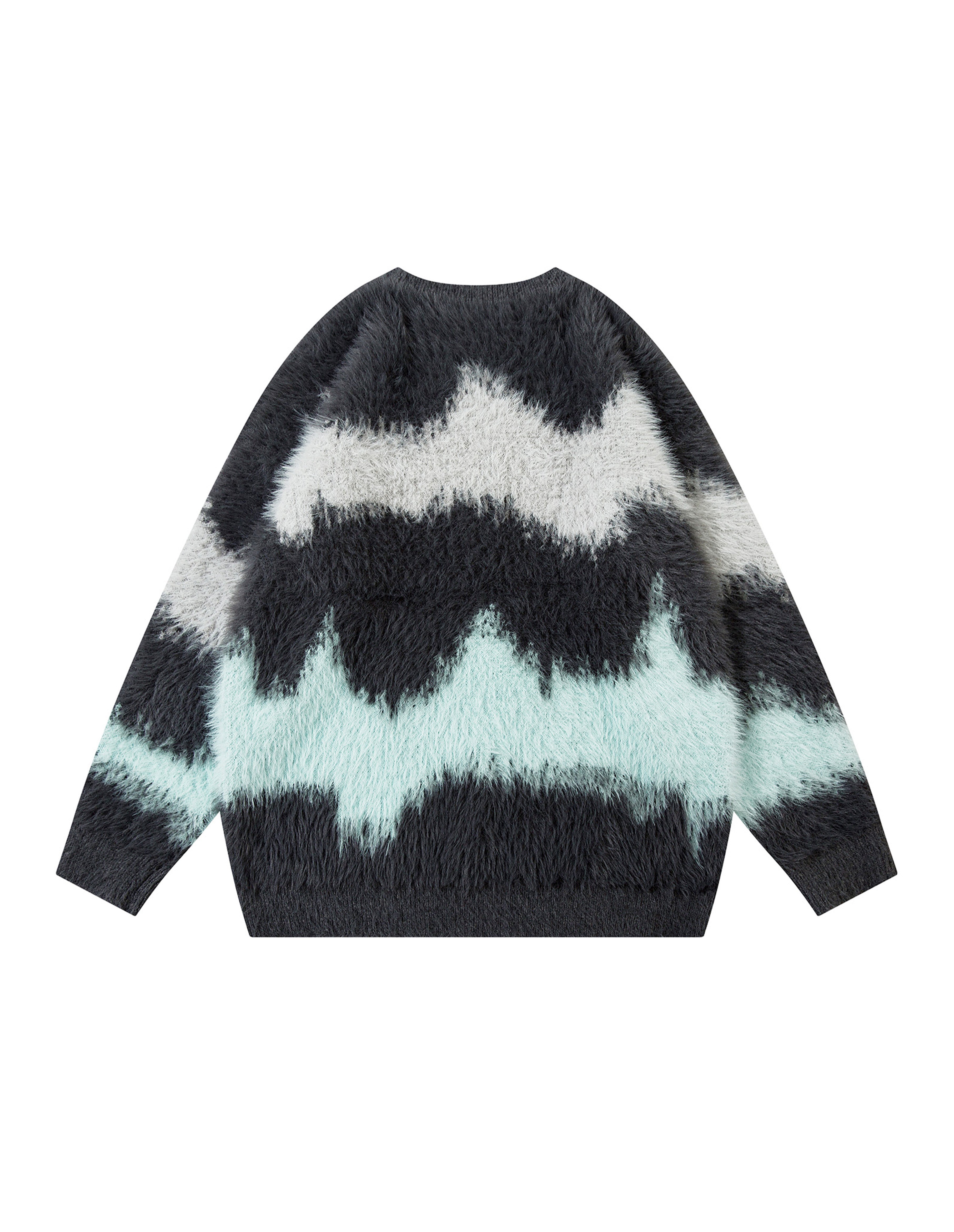 BAKYARDER Casual Fuzzy Color-Block Pullover Sweater