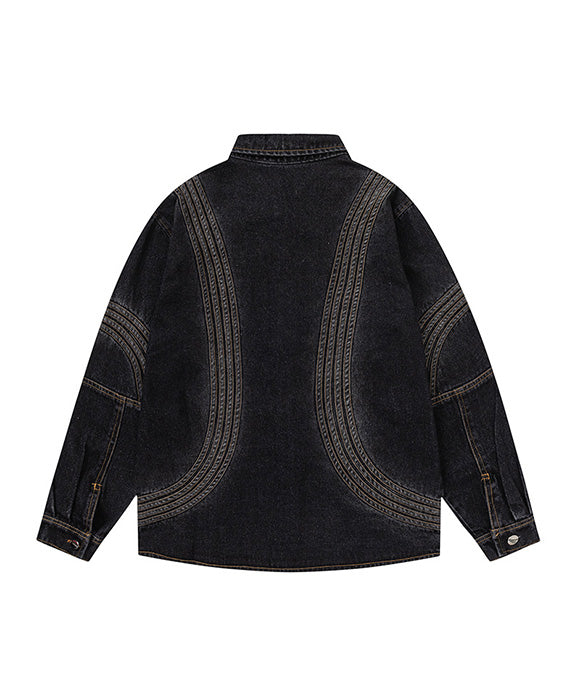 BAKYARDER Vintage Washed Utility Denim Jacket