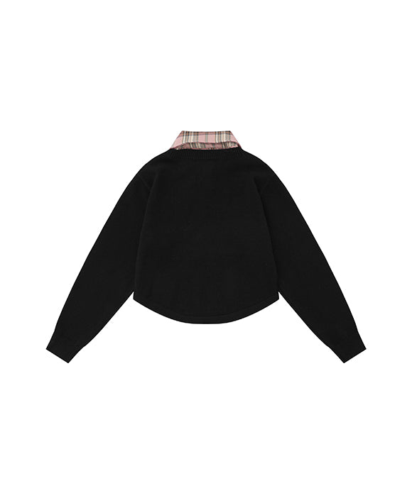 BAKYARDER Women Patchwork Faux Two-piece Sweater