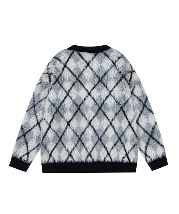 BAKYARDER Vintage Color-Block Cozy Cardigan Sweater