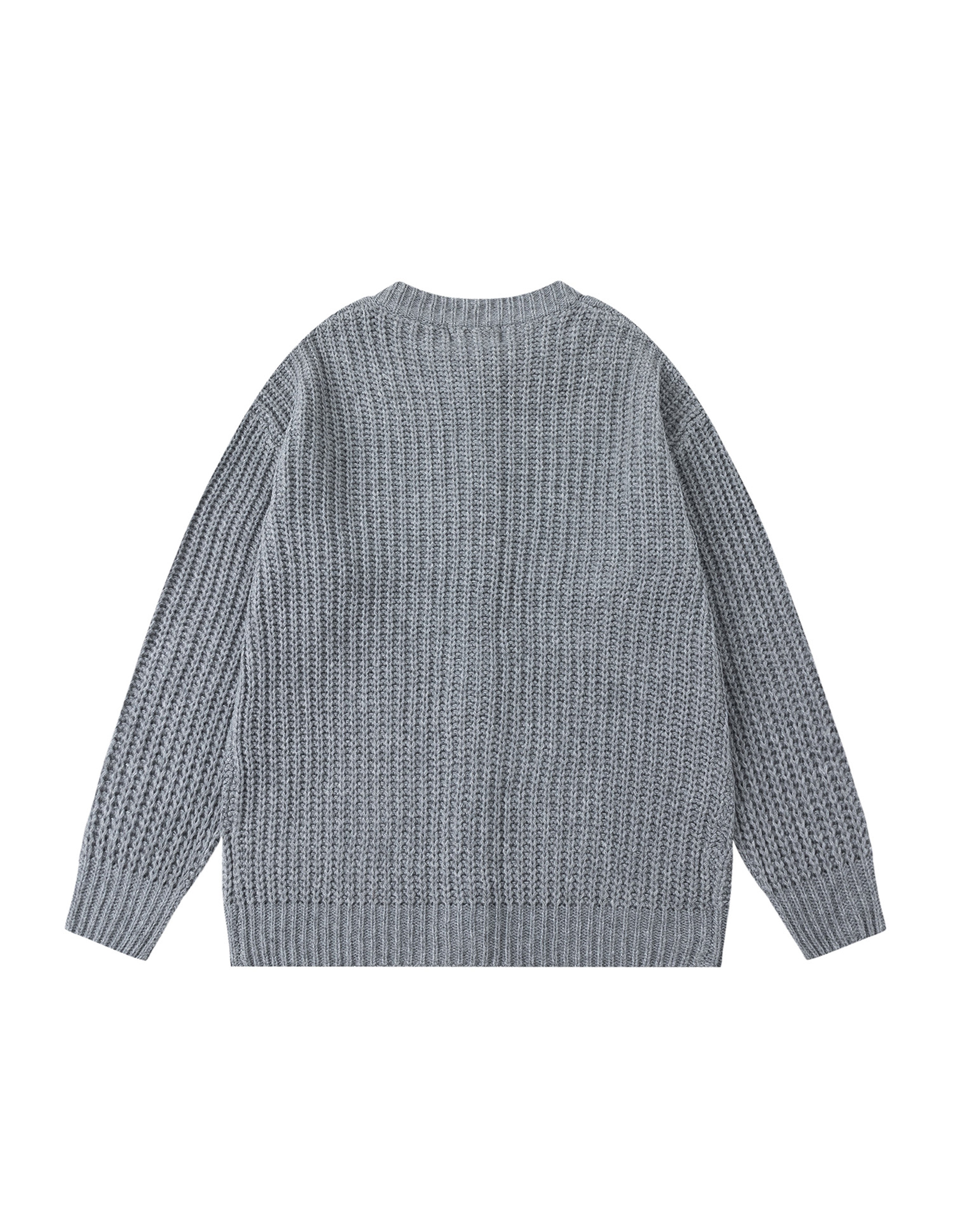 BAKYARDER Cable Knit Crewneck Cardigan Sweater
