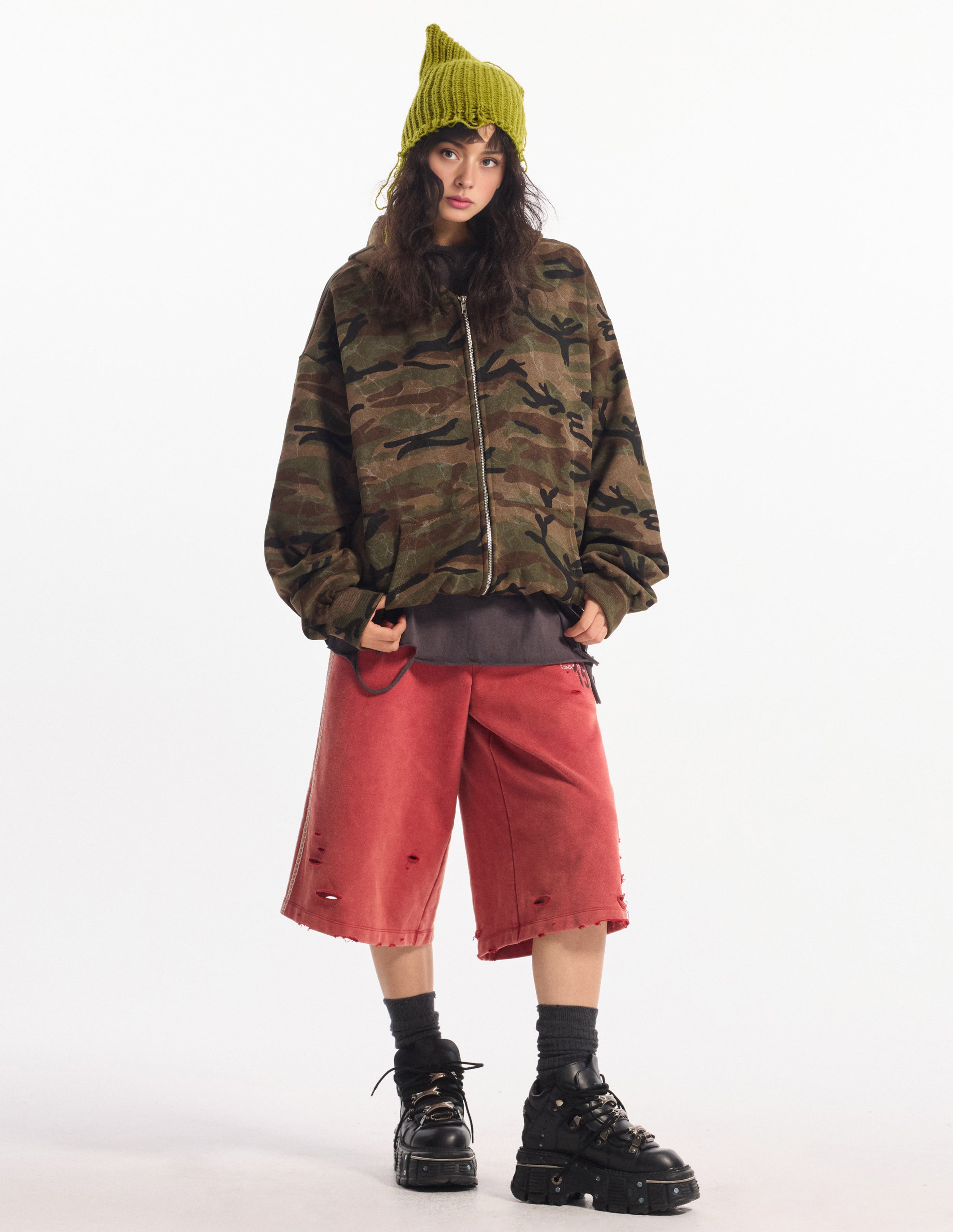 BAKYARDER Vintage Camouflage Hoodie Jacket