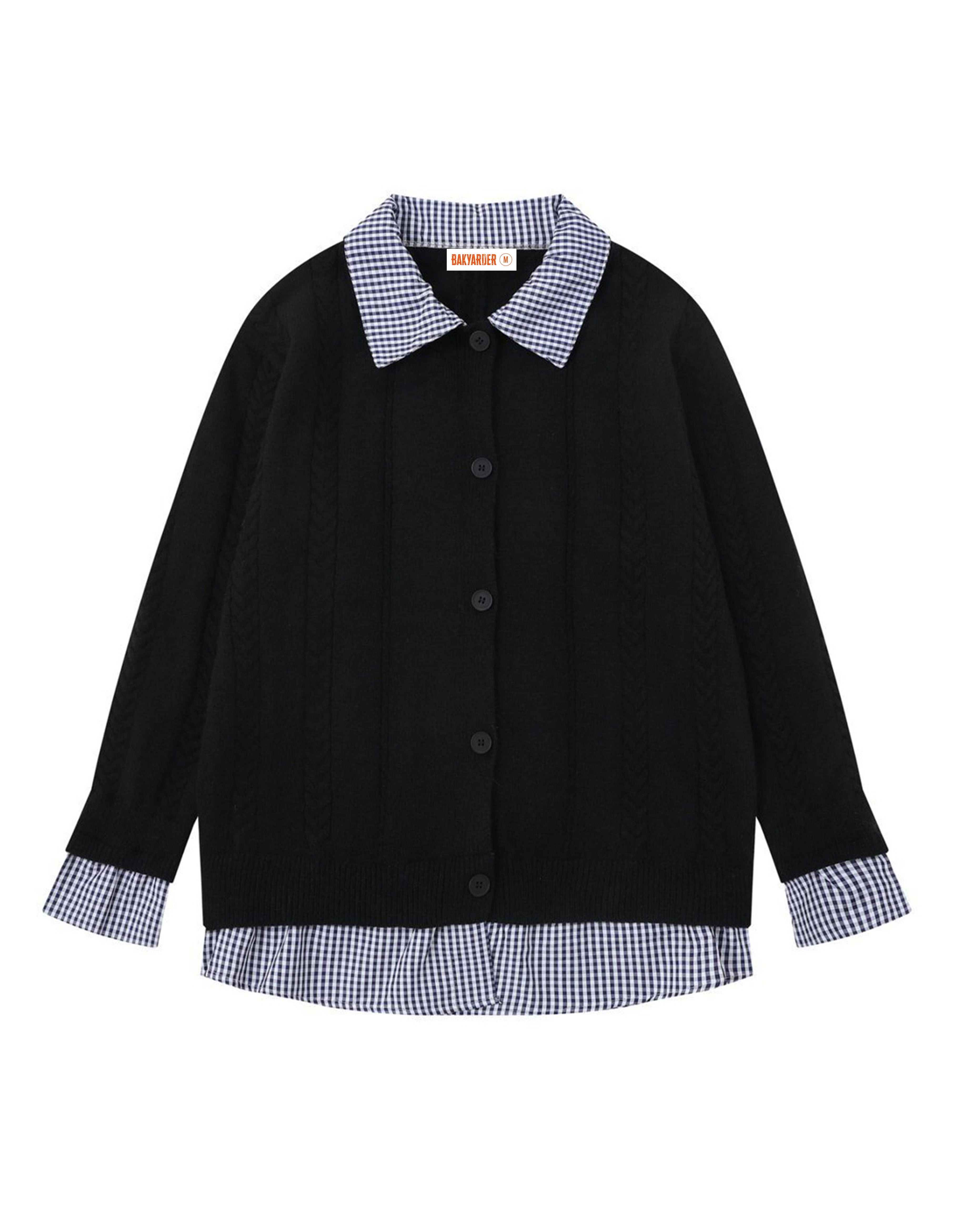 BAKYARDER Vintage Two-in-One Cable-Knit Cardigan Sweater