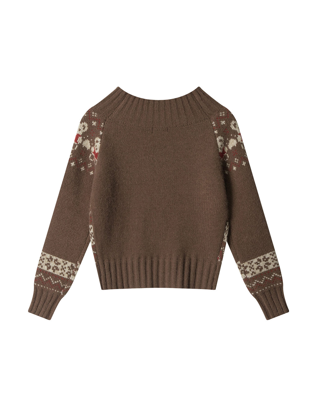 BAKYARDER Women's Vintage Bear Jacquard Off-Shoulder Sweater