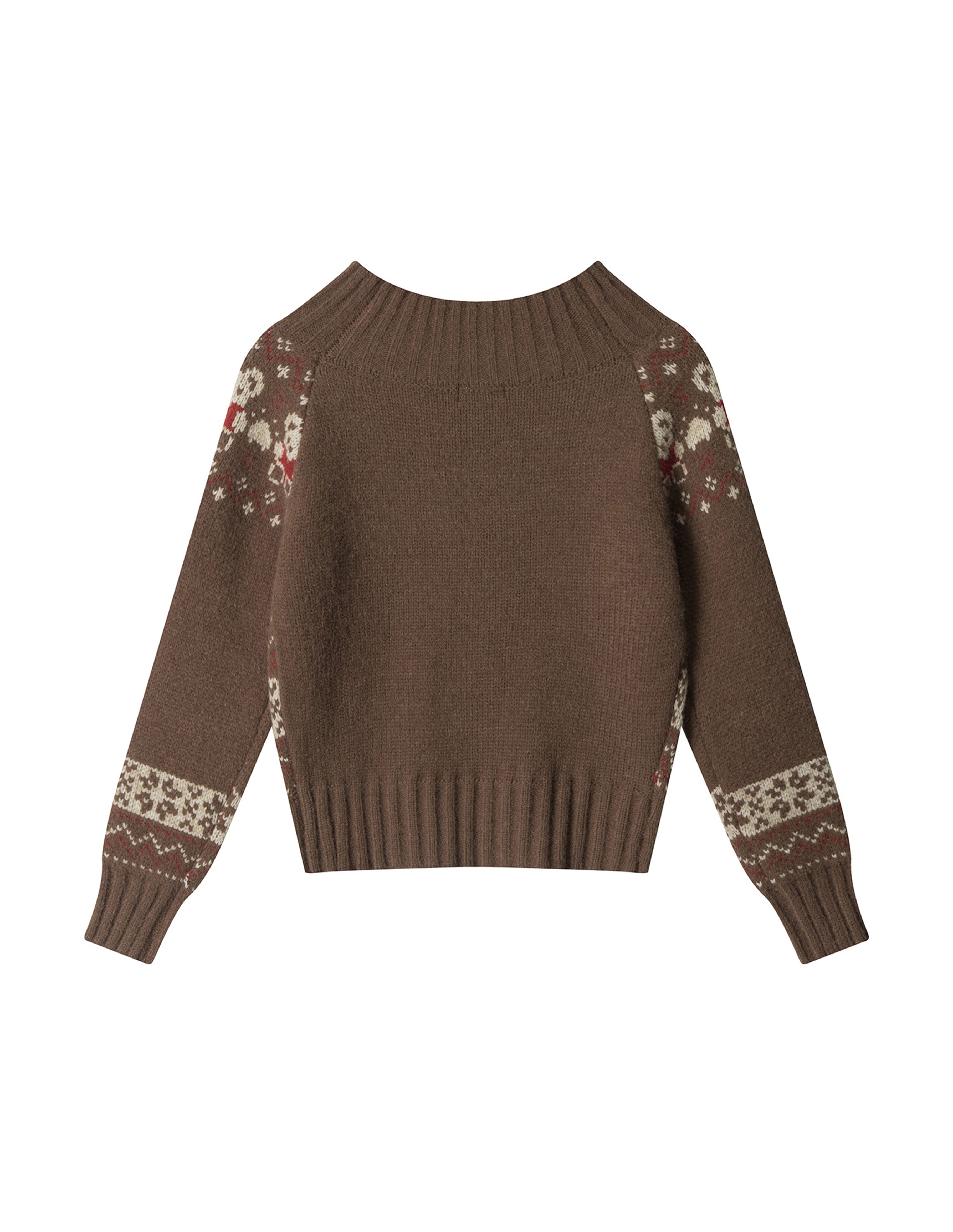 BAKYARDER Women's Vintage Bear Jacquard Off-Shoulder Sweater