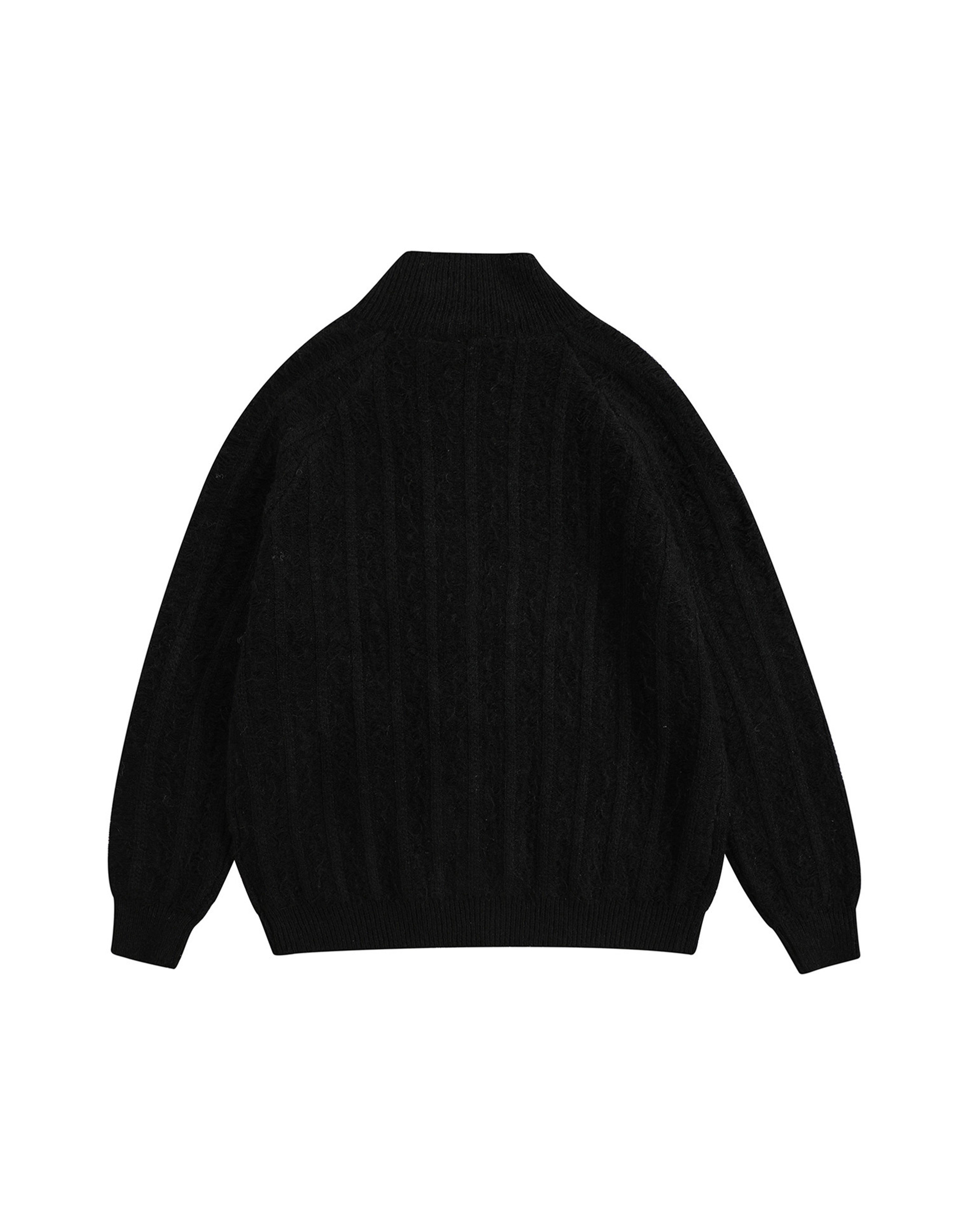 BAKYARDER Vintage Loose-Fit Stand Collar Knit Zip-Up Cardigan Sweater