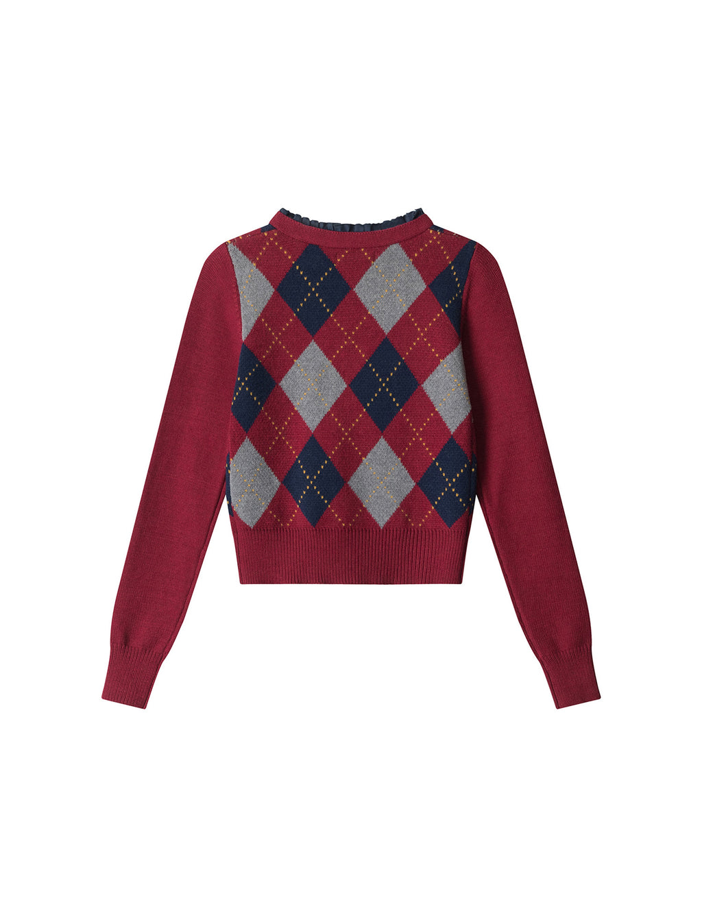 BAKYARDER Vintage V-Neck Argyle Cropped Sweater