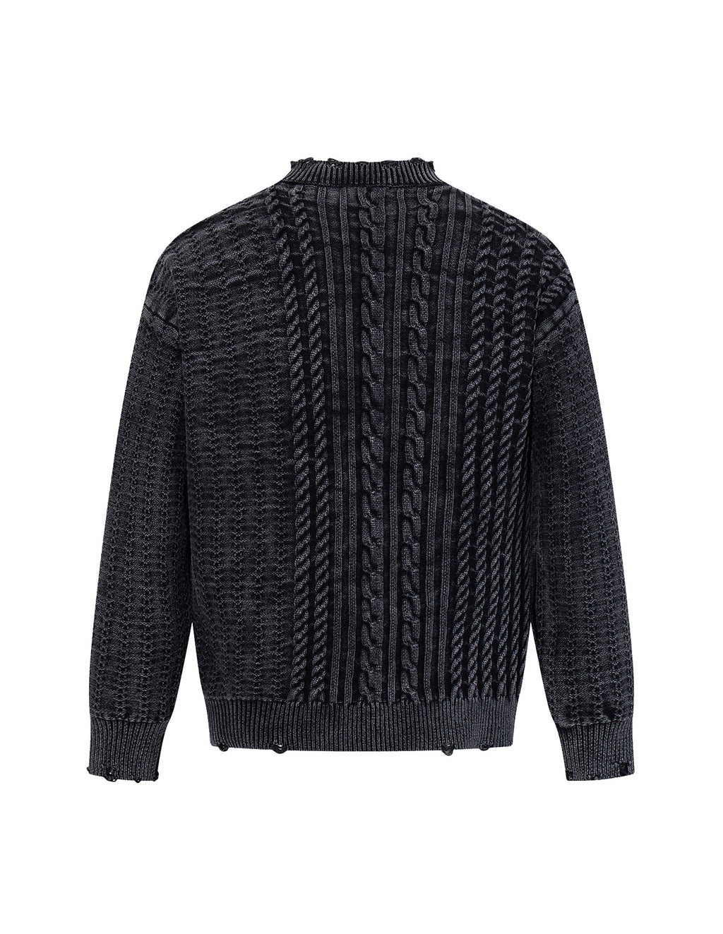BAKYARDER Vintage Washed Cable-Knit Cardigan Sweater
