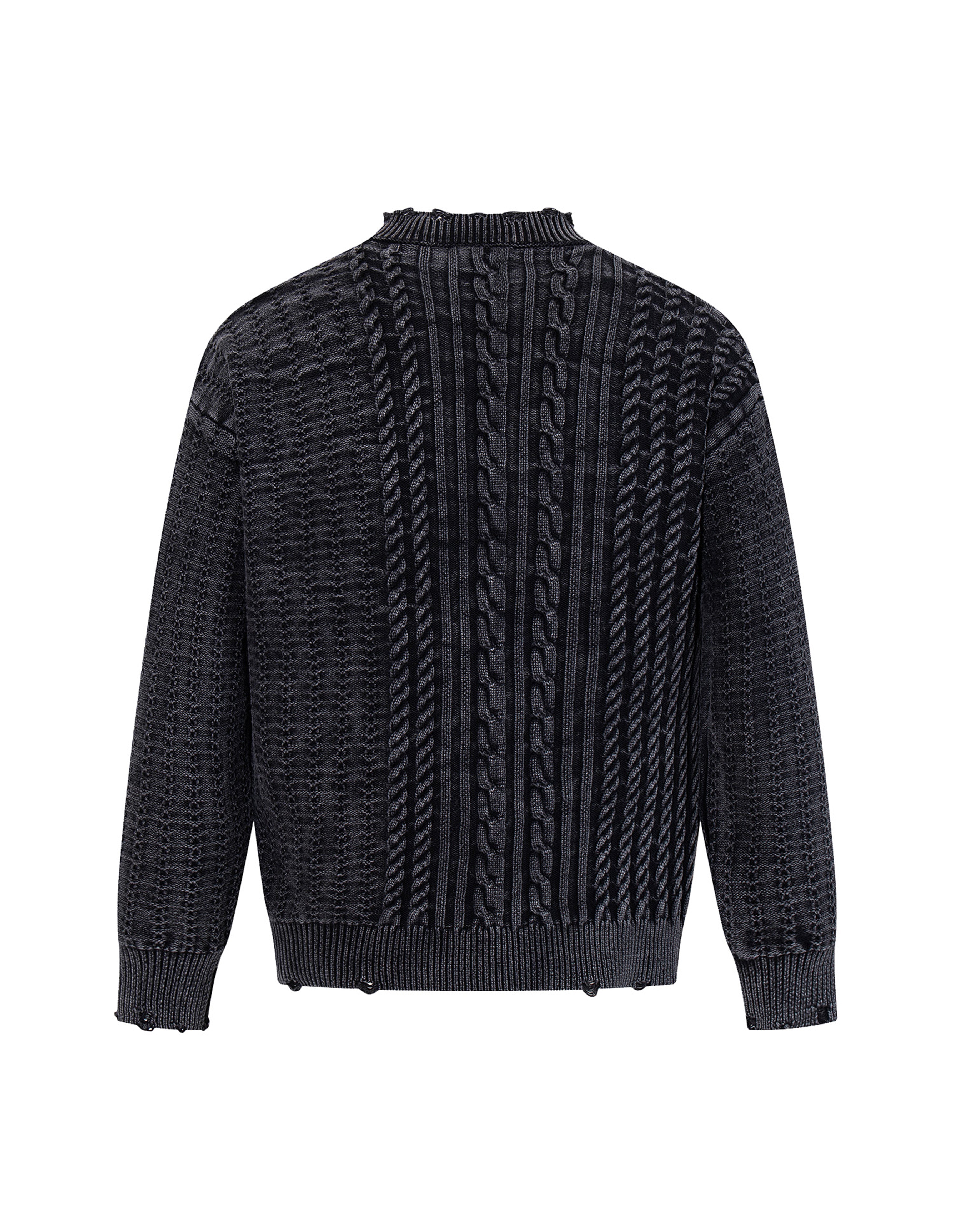 BAKYARDER Vintage Washed Cable-Knit Cardigan Sweater
