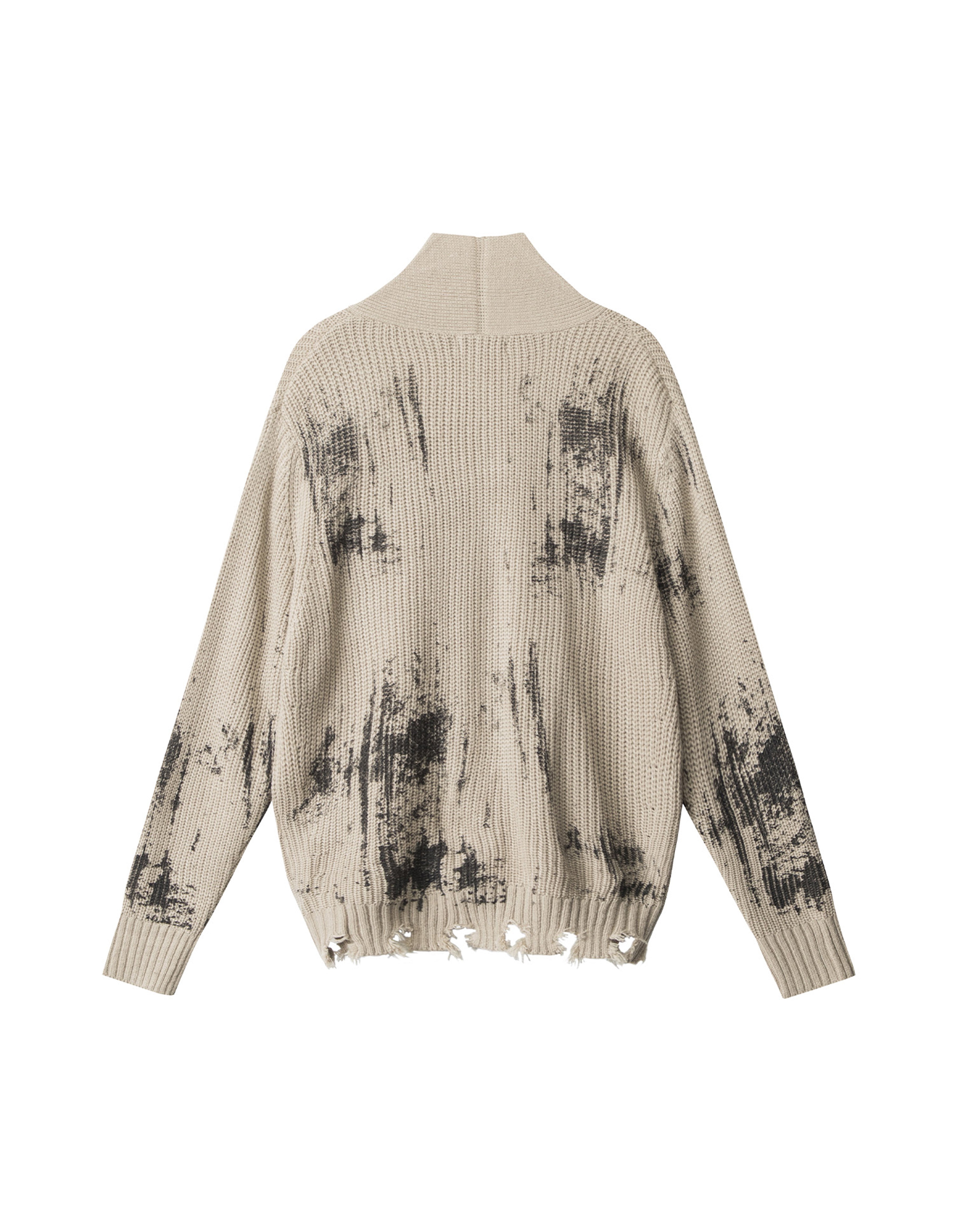 BAKYARDER Vintage Tie-Dye Distressed Cardigan Sweater