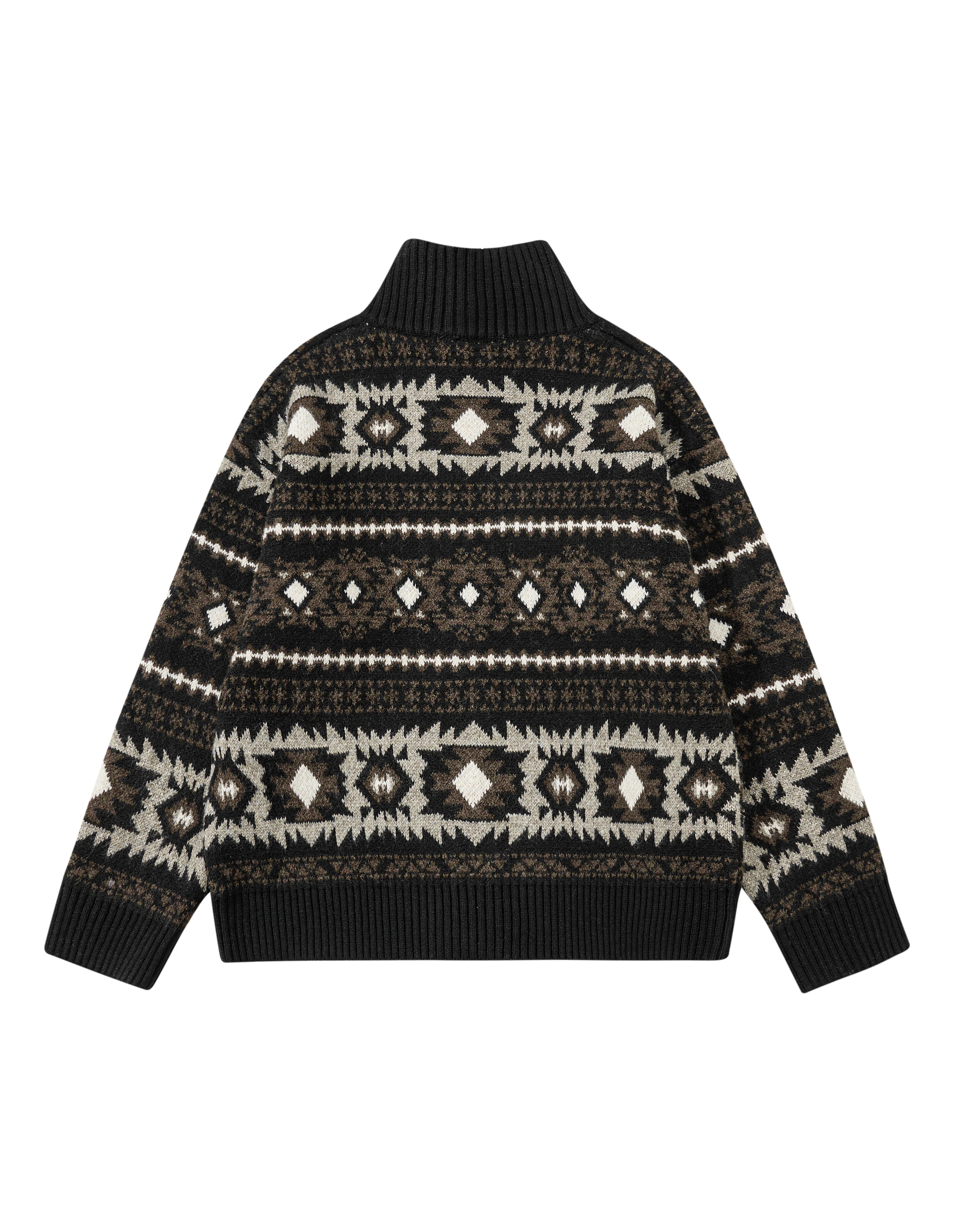 BAKYARDER Vintage Totem Jacquard Cardigan Sweater