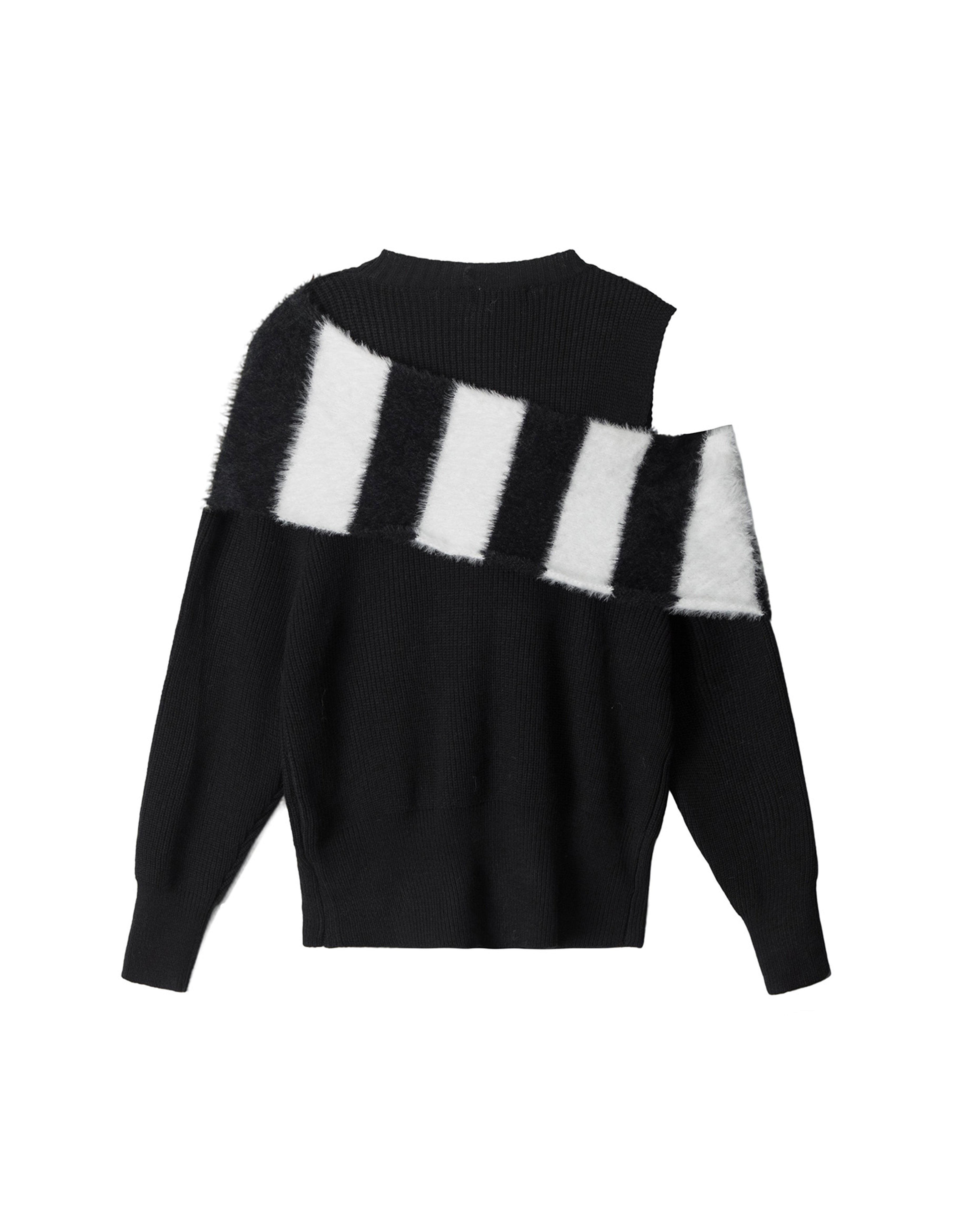 BAKYARDER Christmas Striped Star Scarf Off-Shoulder Sweater