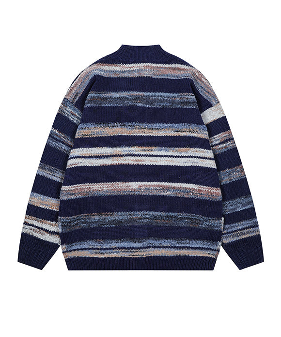 BAKYARDER Vintage Striped Color-Block Cardigan Sweater